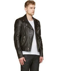 Veste motard en cuir noire BLK DNM