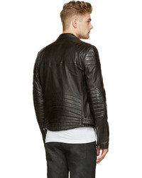 Veste motard en cuir noire BLK DNM