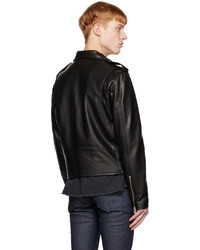 Veste motard en cuir noire John Elliott