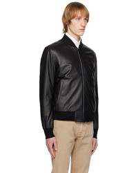 Veste motard en cuir noire Zegna