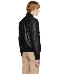 Veste motard en cuir noire Zegna