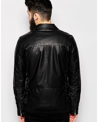 Veste motard en cuir noire Asos