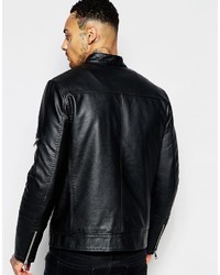 Veste motard en cuir noire Asos