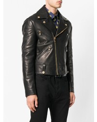 Veste motard en cuir noire Versace