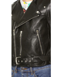 Veste motard en cuir noire Marc Jacobs