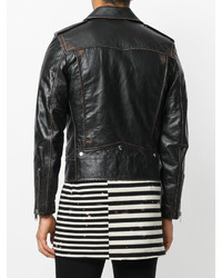 Veste motard en cuir noire Saint Laurent