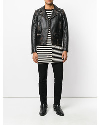 Veste motard en cuir noire Saint Laurent