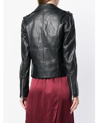 Veste motard en cuir noire Tommy Jeans