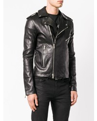 Veste motard en cuir noire Balmain