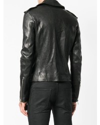 Veste motard en cuir noire Balmain