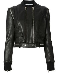 Veste motard en cuir noire Givenchy