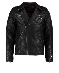 Veste motard en cuir noire Jack & Jones