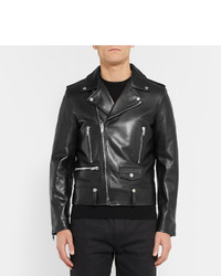 Veste motard en cuir noire Saint Laurent