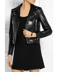 Veste motard en cuir noire Saint Laurent