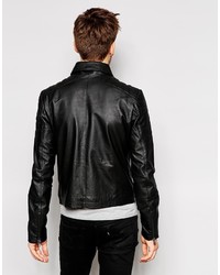 Veste motard en cuir noire Bellfield