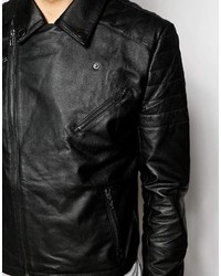 Veste motard en cuir noire Bellfield