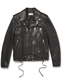 Veste motard en cuir noire Saint Laurent