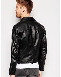 Veste motard en cuir noire Replay