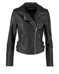 Veste motard en cuir noire Miss Selfridge