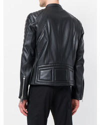 Veste motard en cuir noire Les Hommes