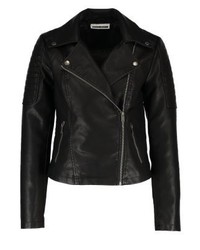 Veste motard en cuir noire Noisy May