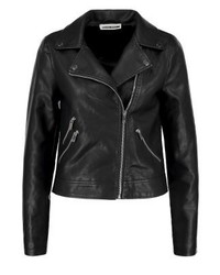 Veste motard en cuir noire Noisy May