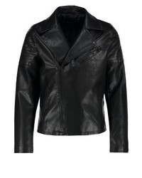 Veste motard en cuir noire ONLY & SONS