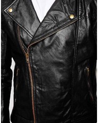 Veste motard en cuir noire