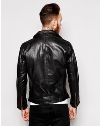 Veste motard en cuir noire