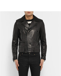 Veste motard en cuir noire