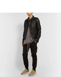 Veste motard en cuir noire Rick Owens