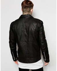 Veste motard en cuir noire Religion