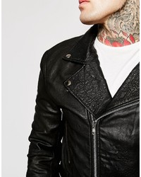 Veste motard en cuir noire Religion