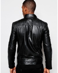 Veste motard en cuir noire