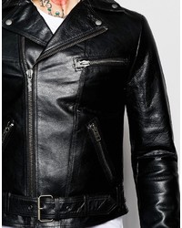 Veste motard en cuir noire Nudie Jeans