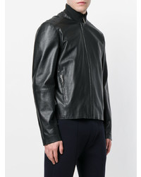 Veste motard en cuir noire Dirk Bikkembergs