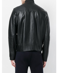 Veste motard en cuir noire Dirk Bikkembergs