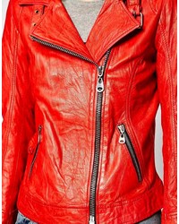 Veste motard en cuir rouge Doma