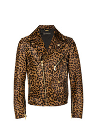 Veste motard imprimée marron Versace