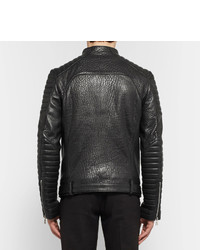 Veste motard texturée noire Balmain