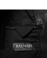 Veste motard texturée noire Balmain