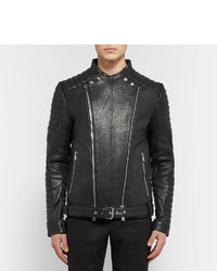 Veste motard texturée noire Balmain