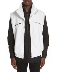 Veste sans manches en cuir blanche