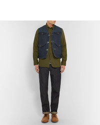 Veste sans manches en laine bleu marine Nigel Cabourn