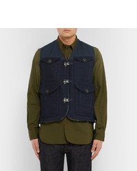 Veste sans manches en laine bleu marine Nigel Cabourn