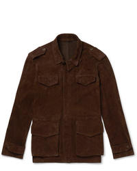 Veste style militaire en daim marron foncé Kingsman